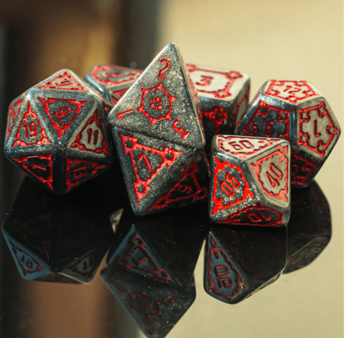 Foam Brain - Huge Black Castle Dice Set - 25mm