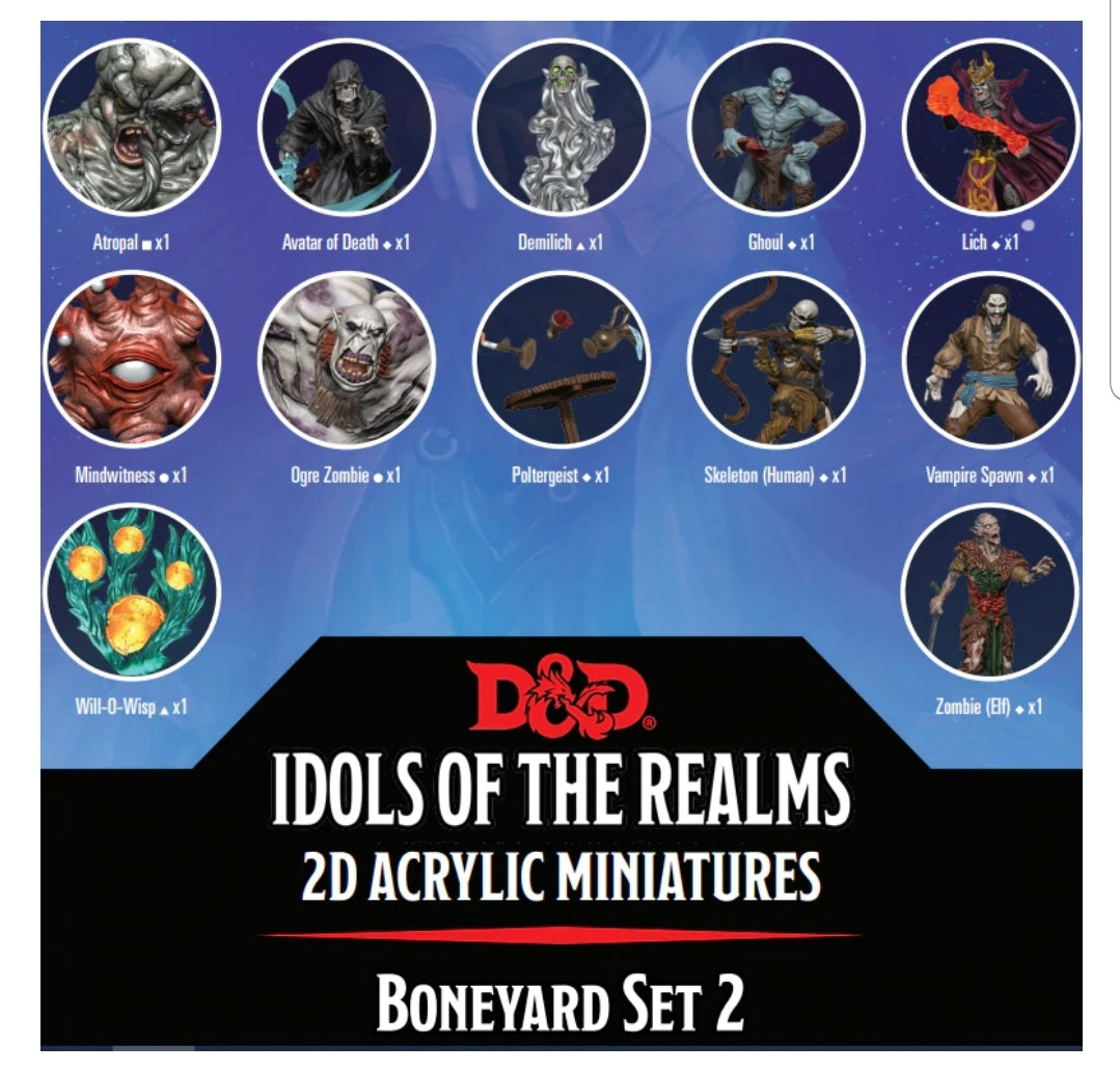 D&D - Idols of the Realms 2D Acrylic Minatures: Boneyard Set 2