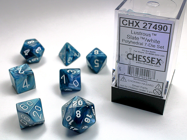 Chessex - Lustrous® Polyhedral Slate™/white 7-Die Set