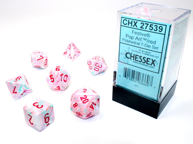 Chessex - Festive® Polyhedral Pop Art™/red 7-Die set