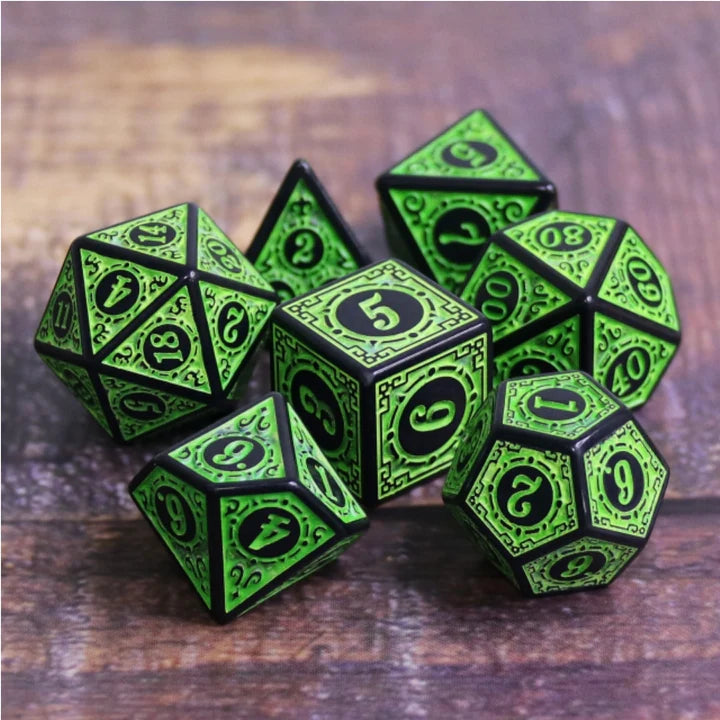 Foam Brain - MAGIC FLAME - GREEN RPG DICE SET