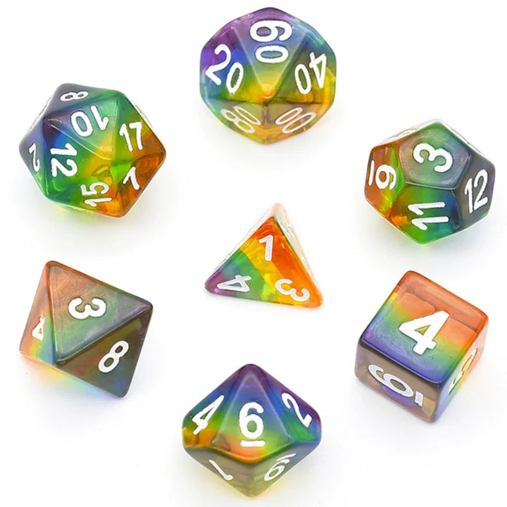 Foam Brain - TRANSLUCENT RAINBOW RPG DICE SET