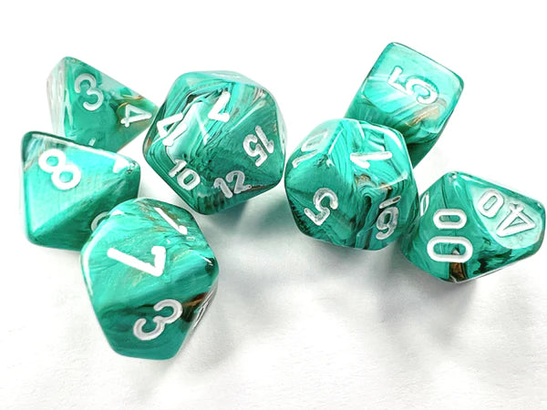 Chessex - Marble Mini Polyhedral Oxi-Cooper White 7 Die Set