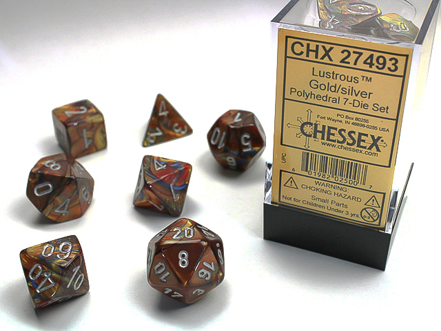 Chessex - Lustrous® Polyhedral Gold/silver 7-Die Set