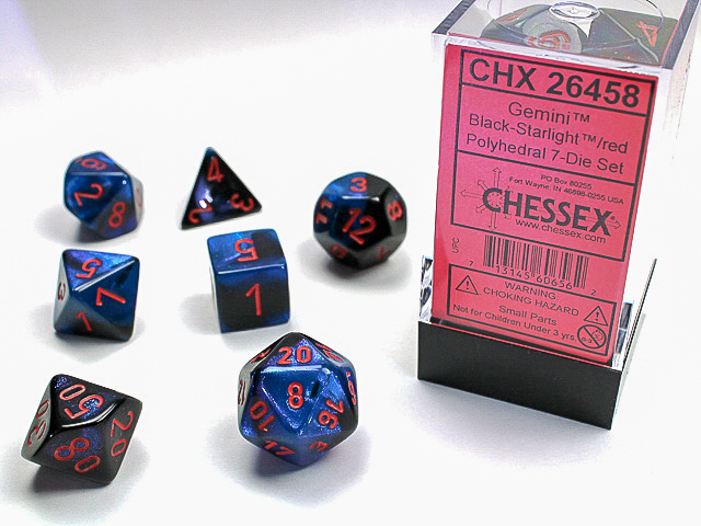 Chessex - Gemini Black - Starlight/Red Polyhedral 7-Die Set