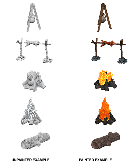 Pathfinders Battles Deepcuts miniatures Camp Fire & Sitting Log