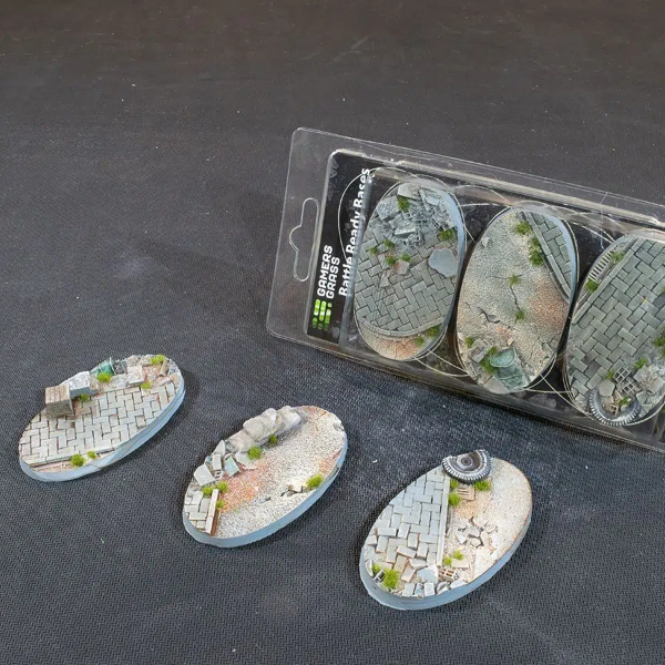 Gamers Grass - Battle Ready Urban Warfare Bases, Oval 75mm (x3)