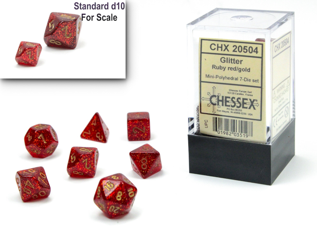 Chessex - Glitter Ruby red/Gold
