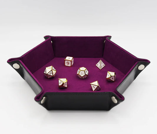 Foam Brain - Leatherette & Velvet Dice Tray (Magenta Hex)