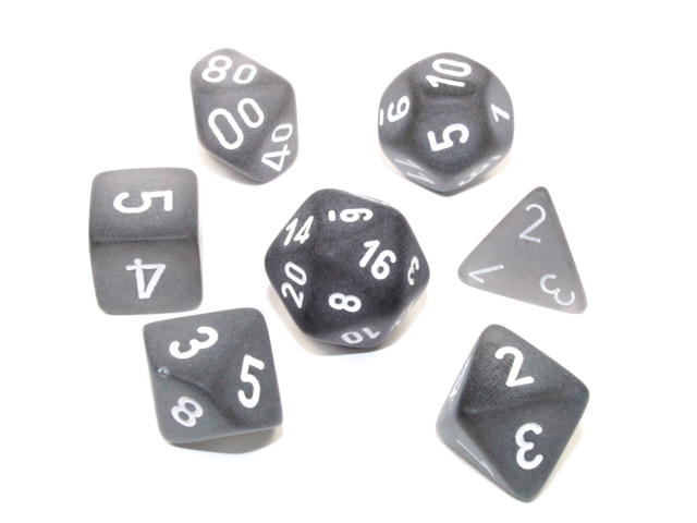 Chessex - Frosted™ Polyhedral Smoke/white 7-Die Set