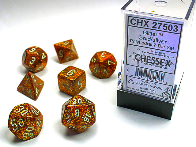 Chessex - Glitter Polyhedral Gold/silver 7-Die Set