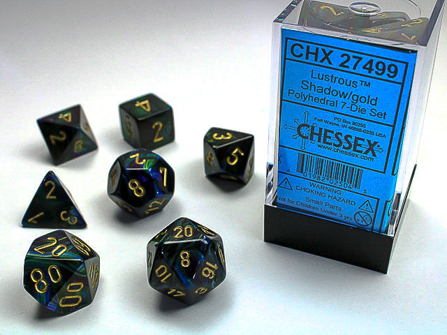 Chessex - Lustrous® Polyhedral Shadow/gold 7-Die Set