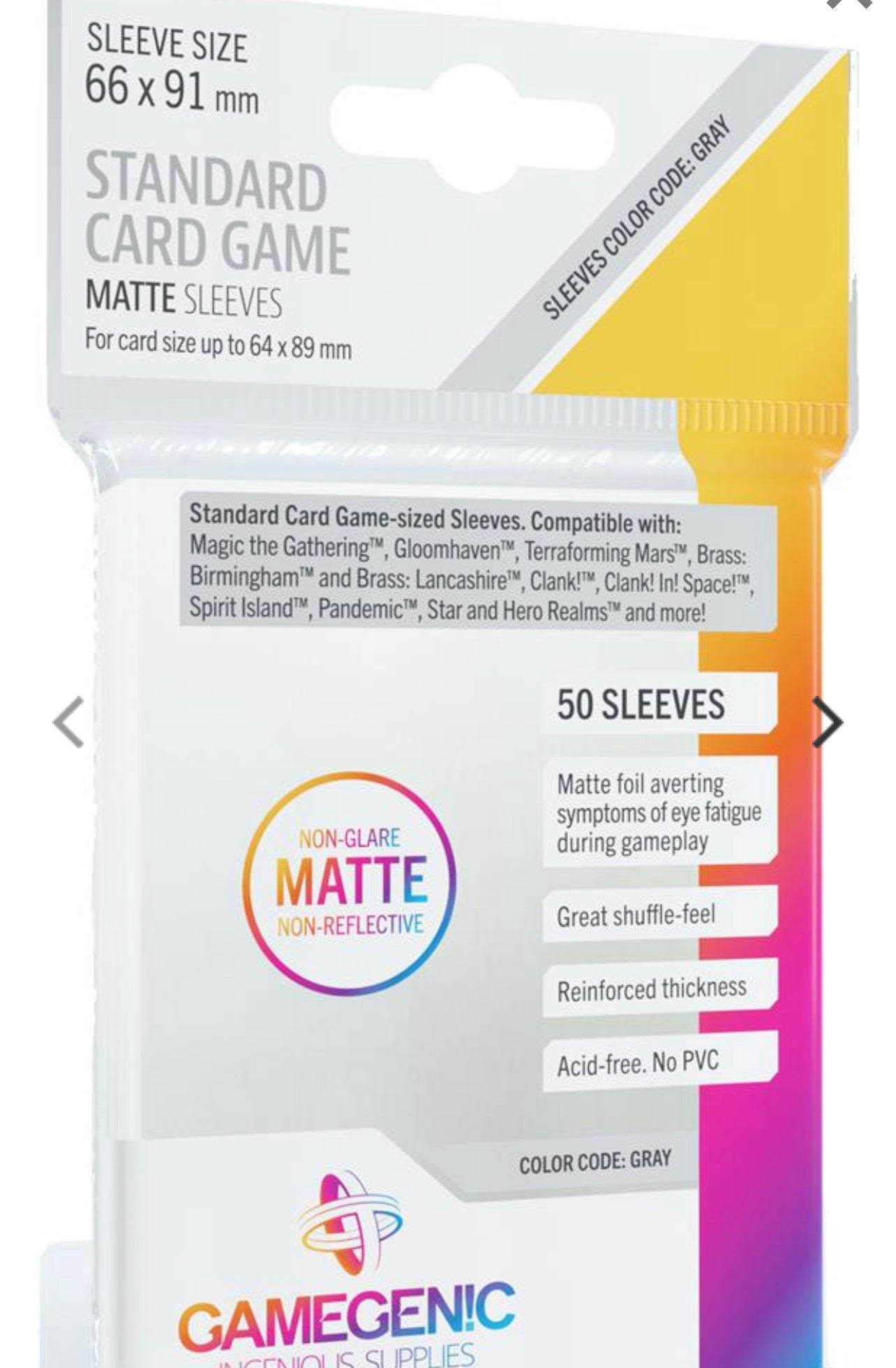 MATTE SLEEVES: STANDARD CARD GAME (66 X 91 MM)