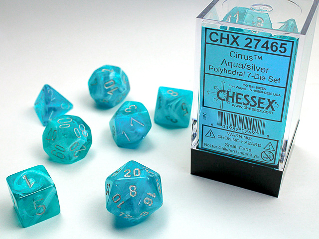 Chessex - Cirrus® Polyhedral Aqua/silver 7-Die Set