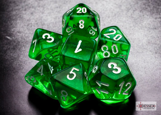 Chessex - Translucent Green / White Mini Polyhedral Die Set