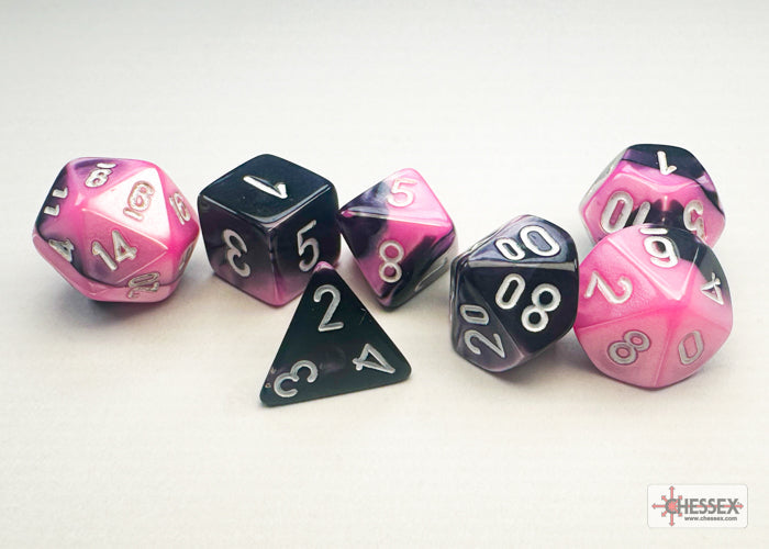Chessex - Gemini Black-Pink / White Mini Polyhedral Die Set