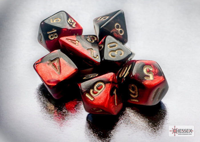 Chessex - Gemini Black-Red / Gold Mini Polyhedral Die Set
