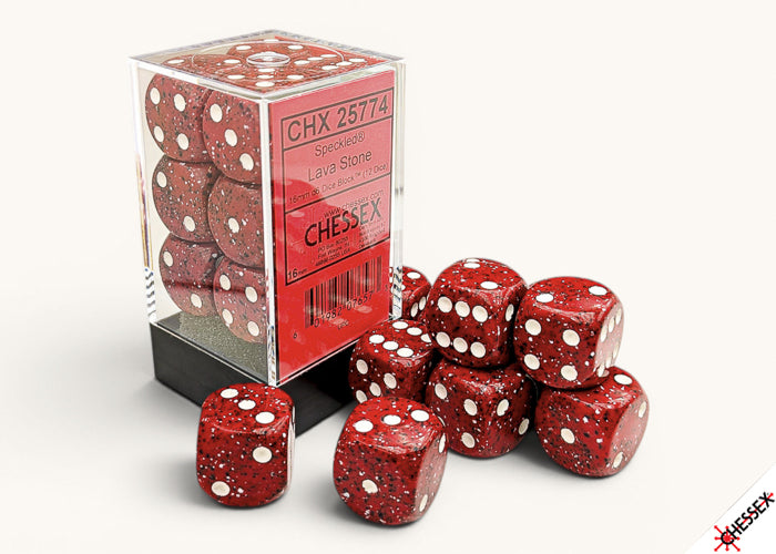 Chessex - Speckled Lava Stone 16mm d6 Dice Block (12 dice)
