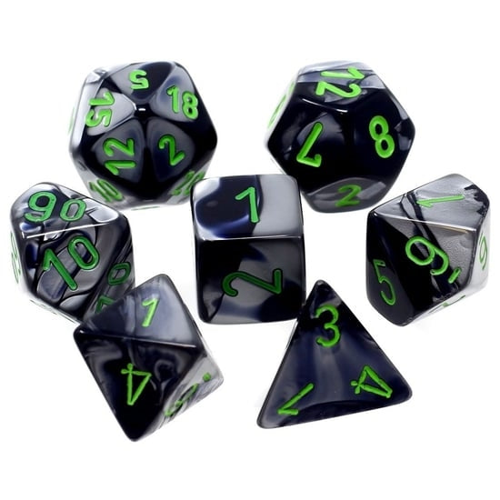 Chessex - Festive Black-Grey / Green Mini Polyhedral Die Set
