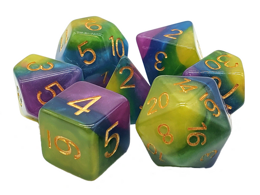 7 Piece DnD RPG Dice Set: Gradients - Royal Wedding