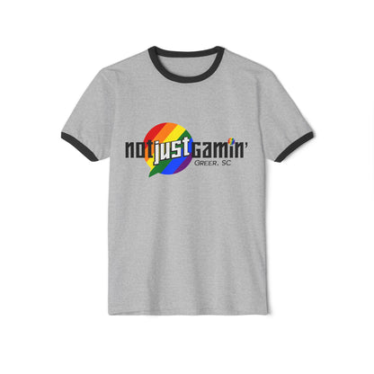 Not Just Gamin' Pride Unisex Cotton Ringer T-Shirt