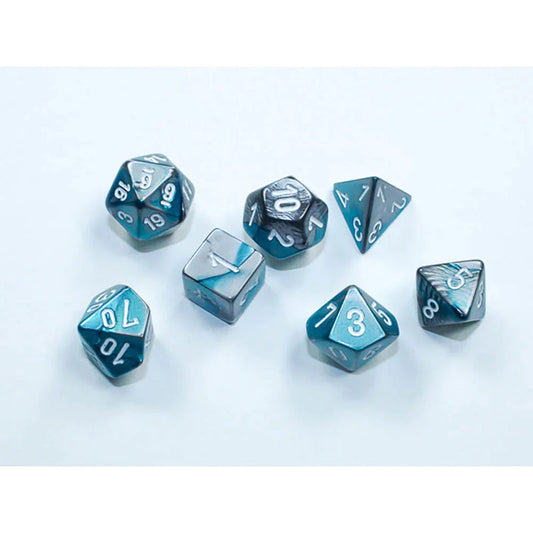 Chessex - Gemini Steel-Teal / White Mini Polyhedral Die Set