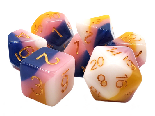 7 Piece DnD RPG Dice Set: Gradients - Boy or Girl.