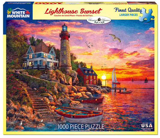 White Mountain Puzzle - Lighthouse Sunset