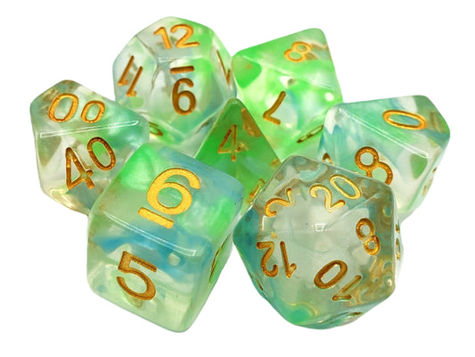 7 Piece DnD RPG Dice Set: Nebula - Blue & Green