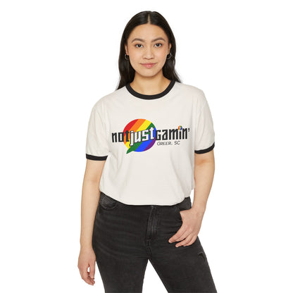 Not Just Gamin' Pride Unisex Cotton Ringer T-Shirt