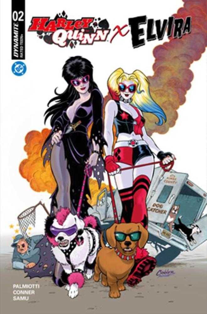 Harley Quinn X Elvira #2 Cover E Amanda Conner Dogs Foil Variant