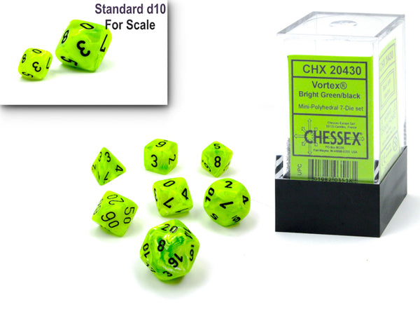 Chessex - Bright Green / Black Mini Polyhedral Die Set