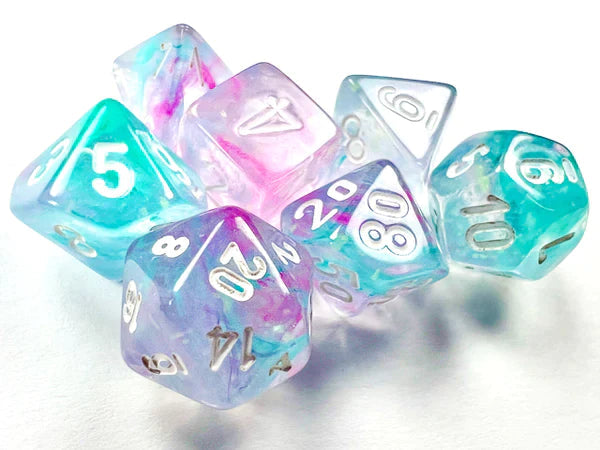 Chessex - Nebula Wisteria / White Mini polyhedral Die Set