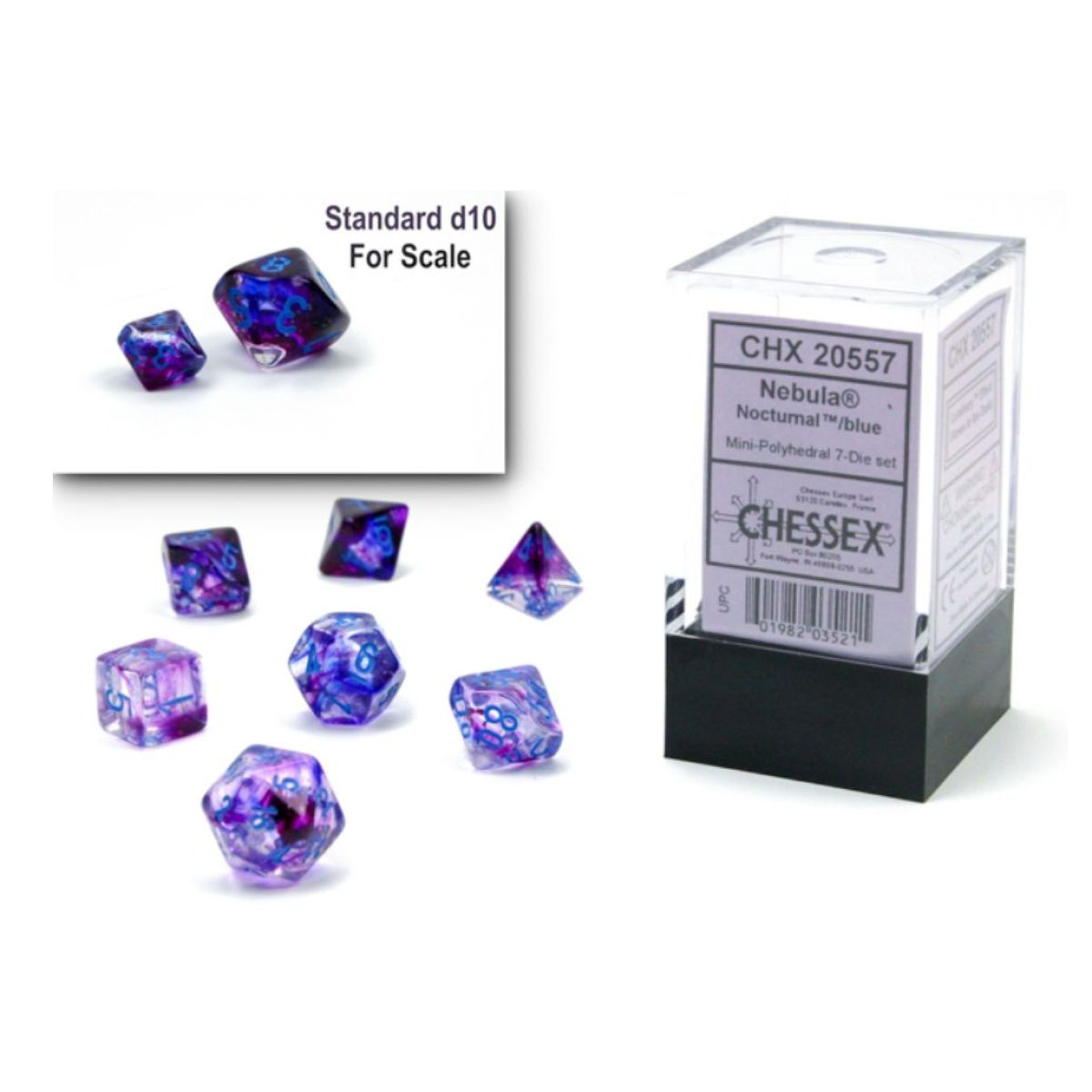 Chessex - Nocturnal / Blue Mini Polyhedral Die Set