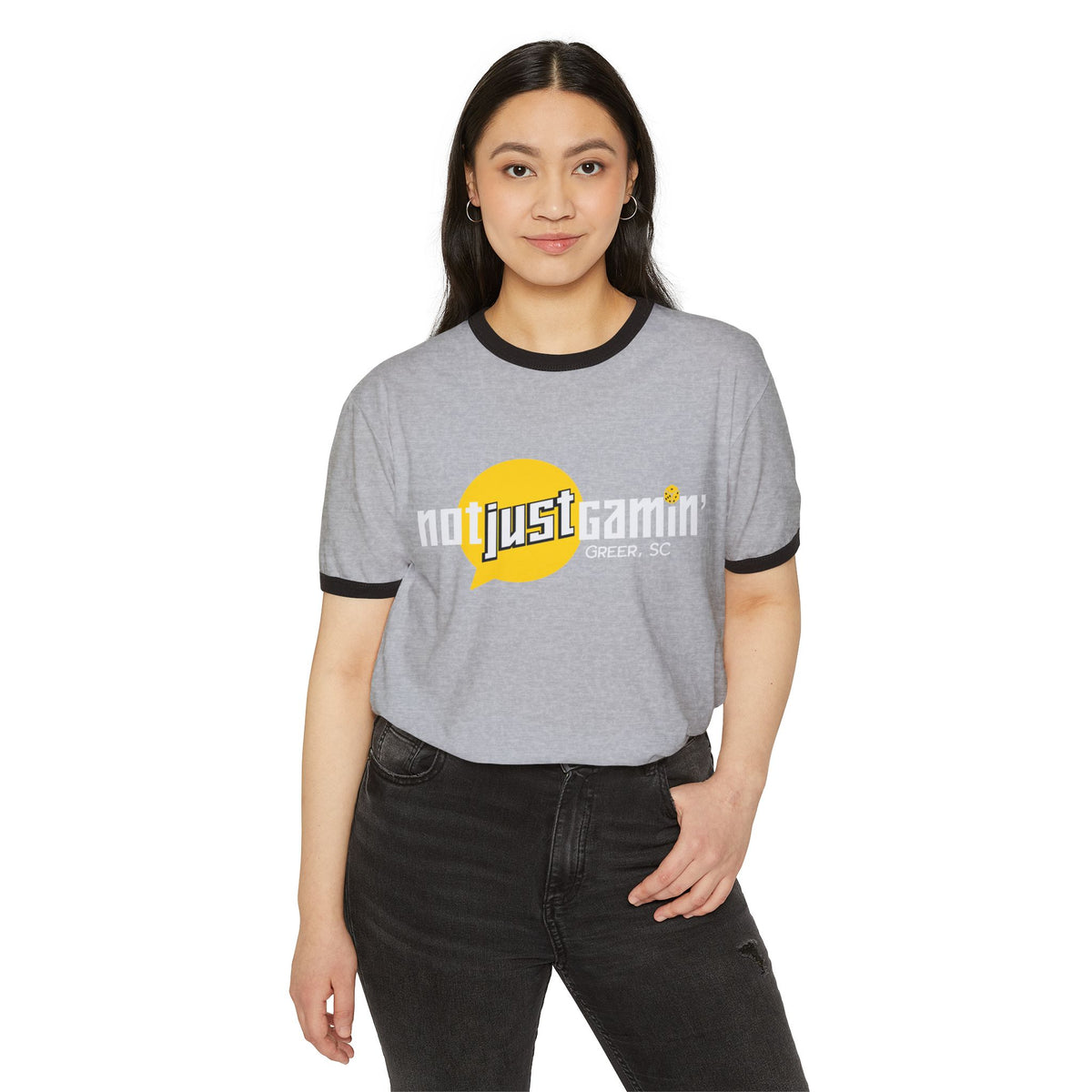 Not Just Gamin' Pride Unisex Cotton Ringer T-Shirt