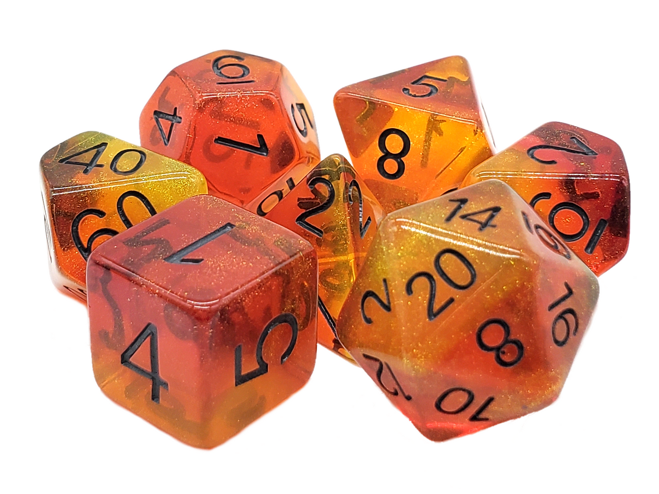 7 Piece DnD RPG Dice Set: Gradients - Sunset Flame