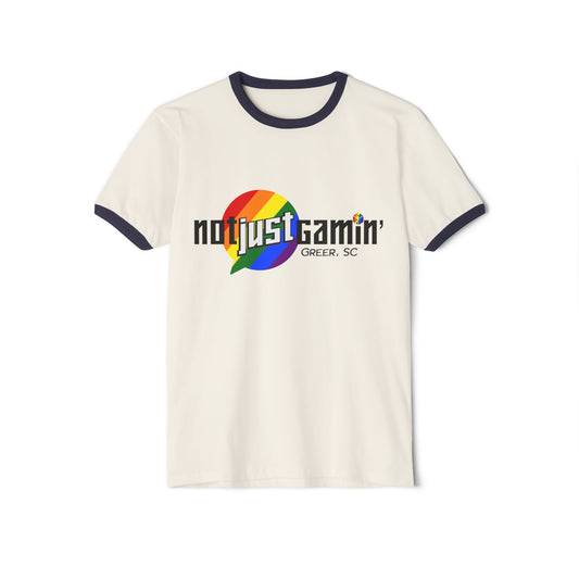 Not Just Gamin' Pride Unisex Cotton Ringer T-Shirt