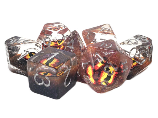 7 Piece DnD RPG Dice Set: Infused - Dragon Eye Brown