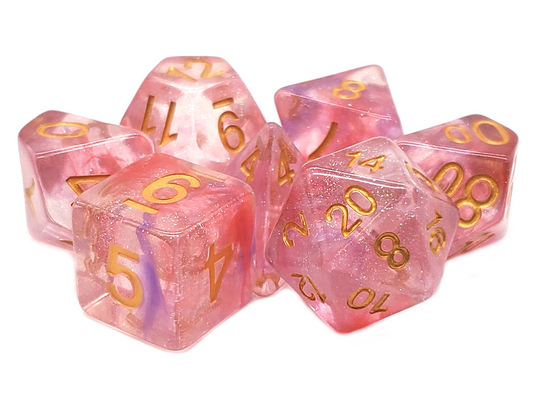 7 Piece DnD RPG Dice Set: Luminous - Red Ruby