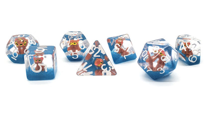 Old School 7 Piece DnD RPG Dice Set: Animal Kingdom - Here Kitty Kitty
