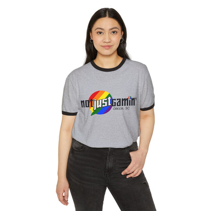 Not Just Gamin' Pride Unisex Cotton Ringer T-Shirt