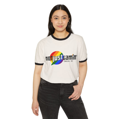 Not Just Gamin' Pride Unisex Cotton Ringer T-Shirt