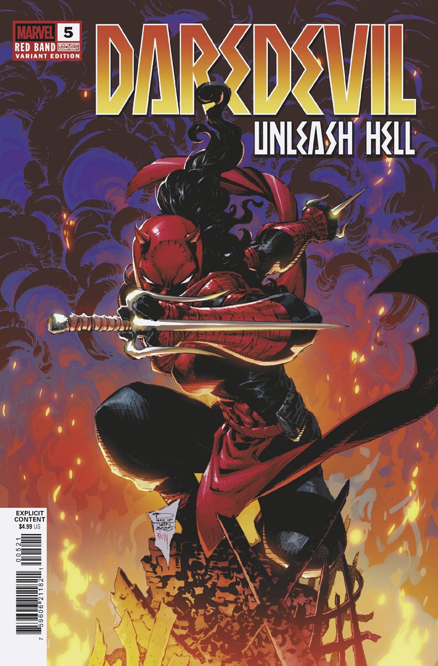 Daredevil Unleash Hell Red Band #5 (Of 5) Tan Variant (Polybag)