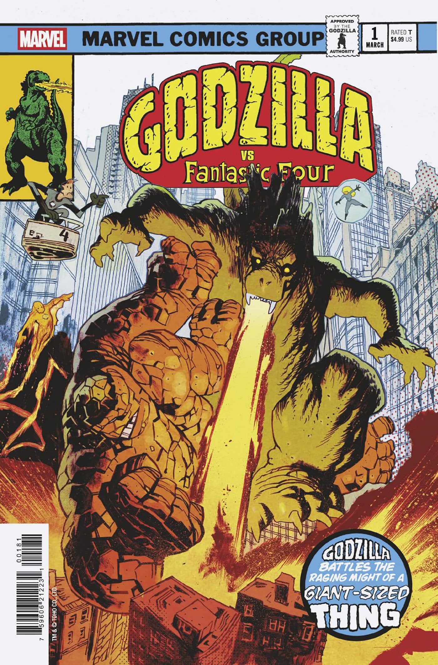 Godzilla vs. Fantastic Four #1 James Harren Godzilla King Of The Monsters Homage Variant