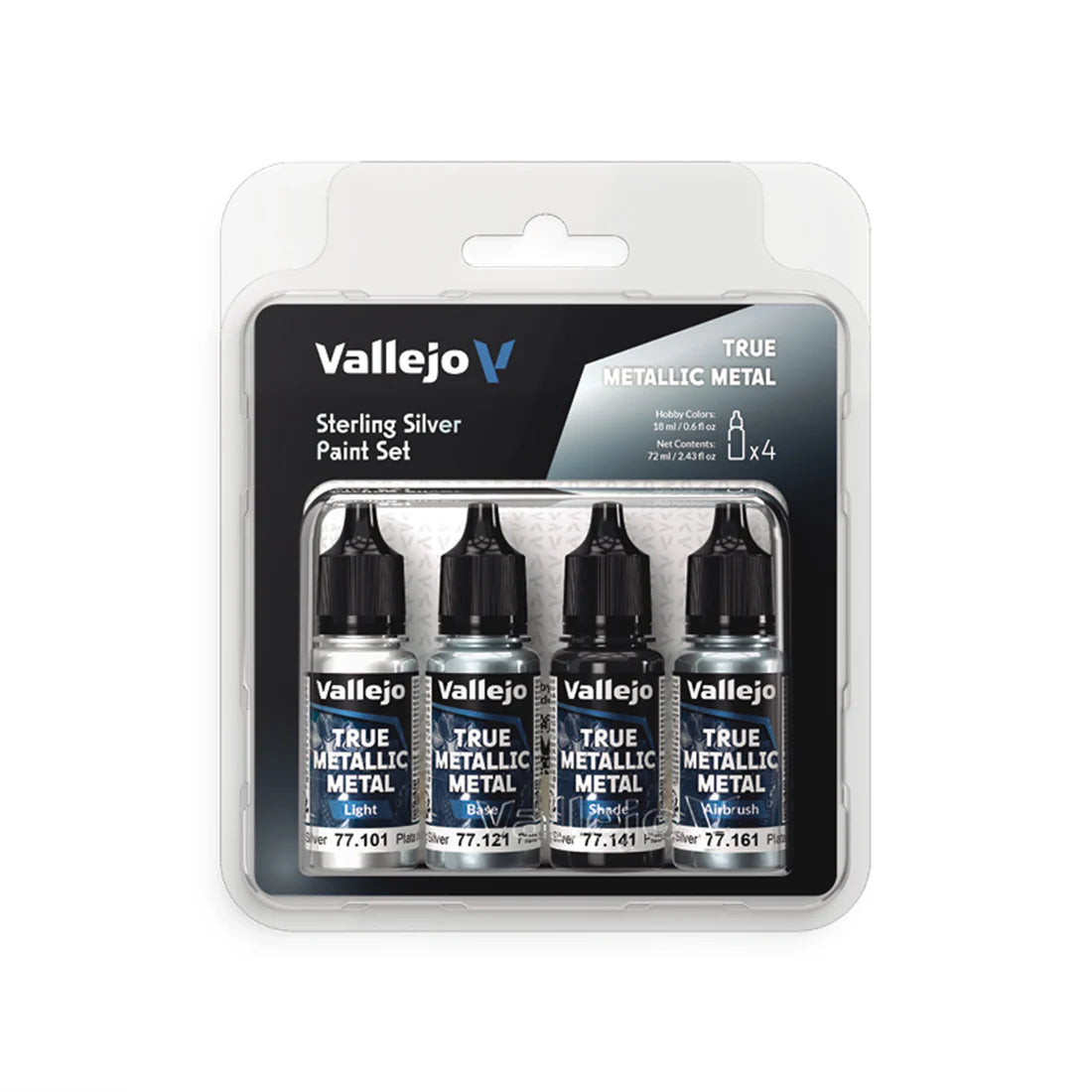 Vallejo True Metallic Metal Set: Sterling Silver (4 Color Set)