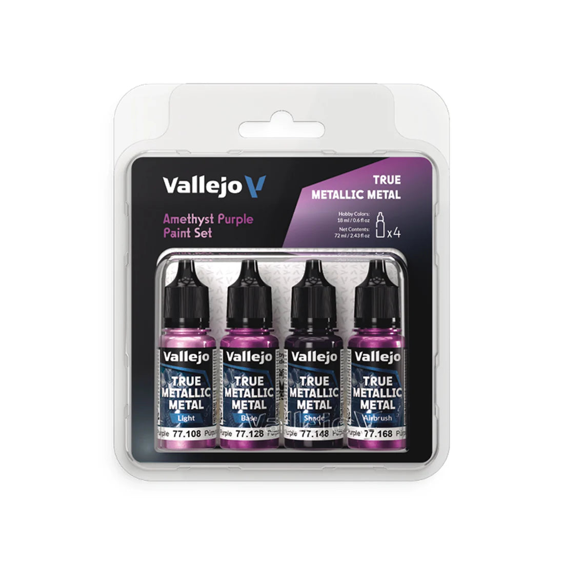 Vallejo True Metallic Metal Set: Amethyst Purple (4 Color Set)