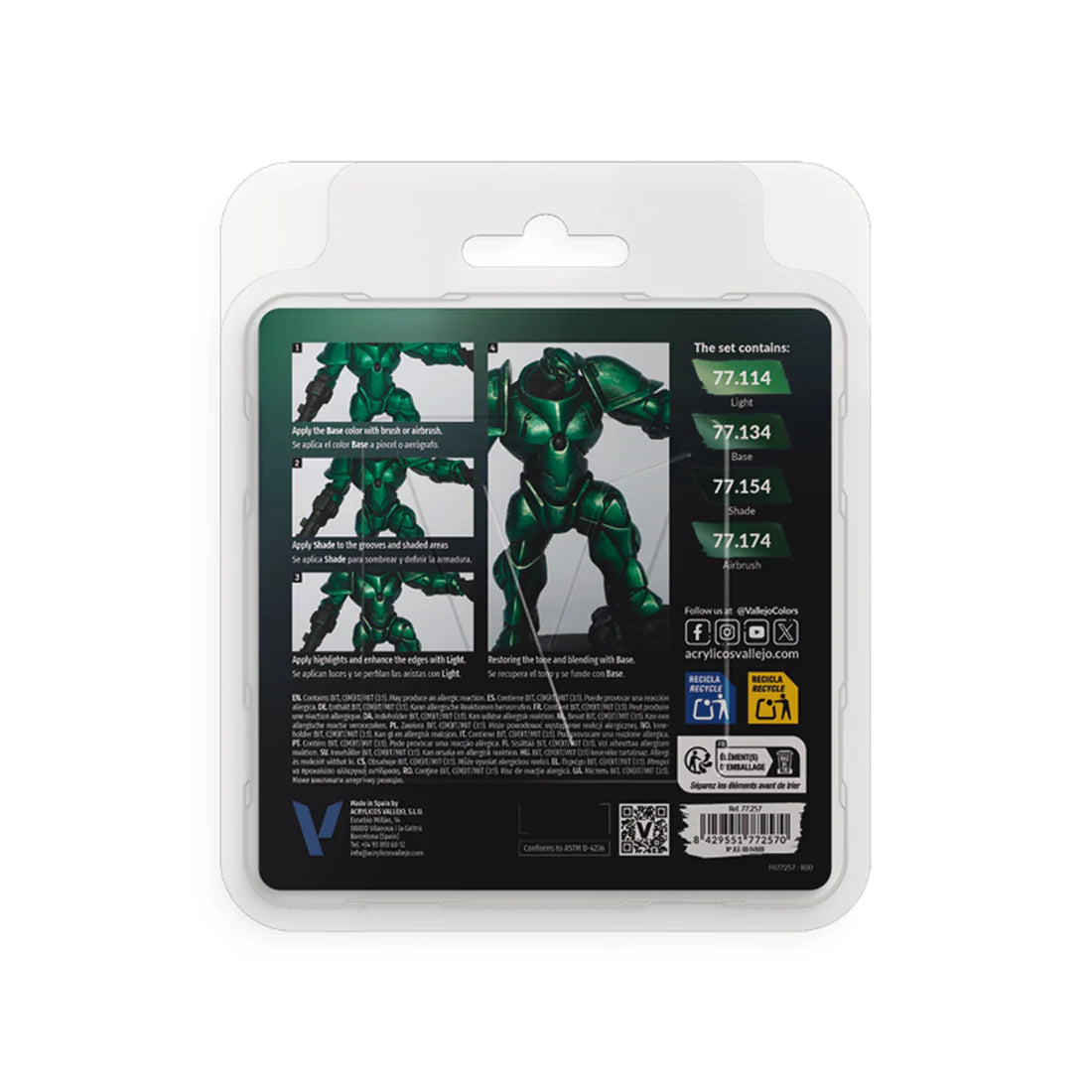 Vallejo True Metallic Metal Set: Dusken Green (4 Color Set)