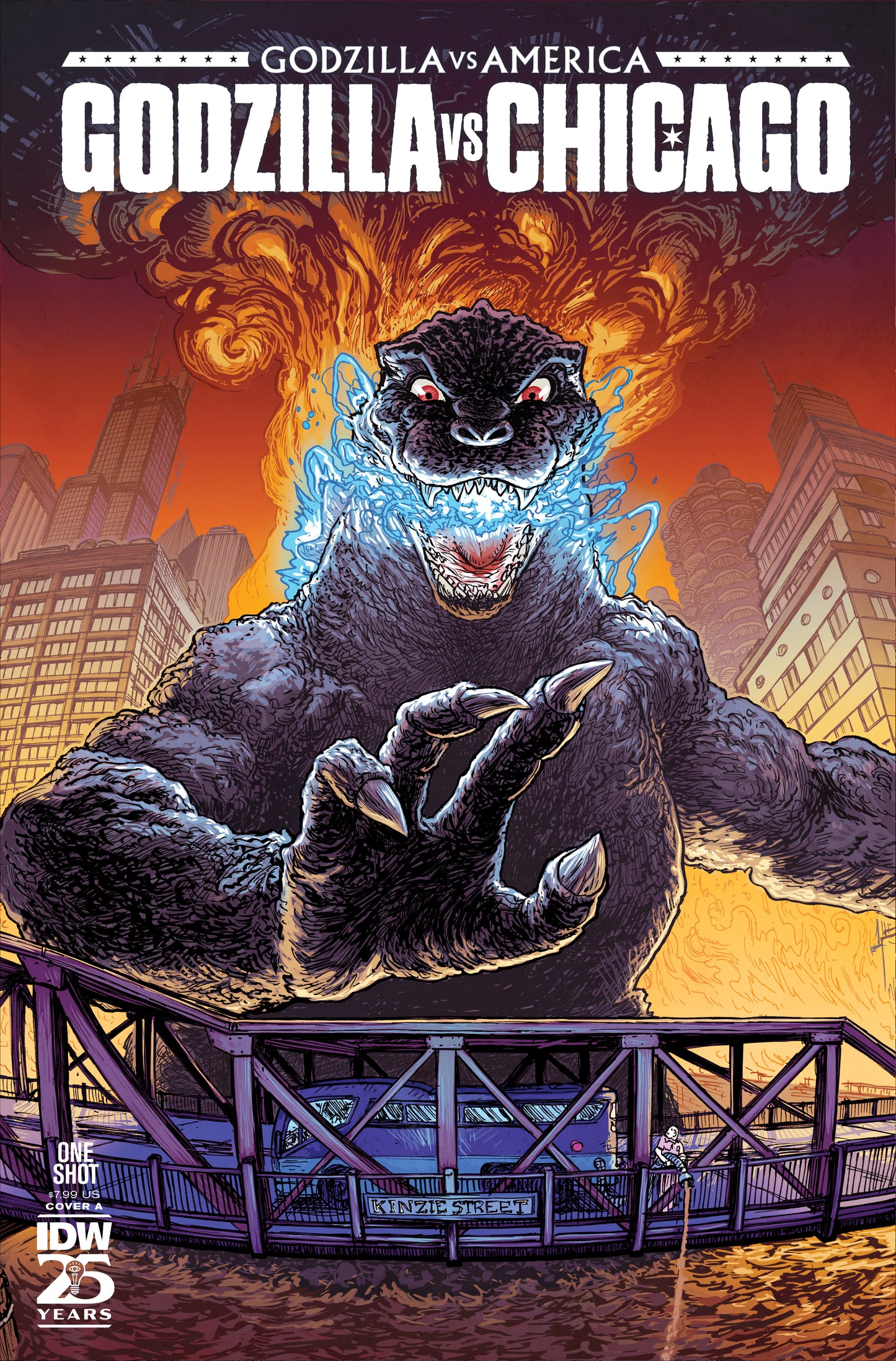 Godzilla vs America Chicago #1 Cover A Browne