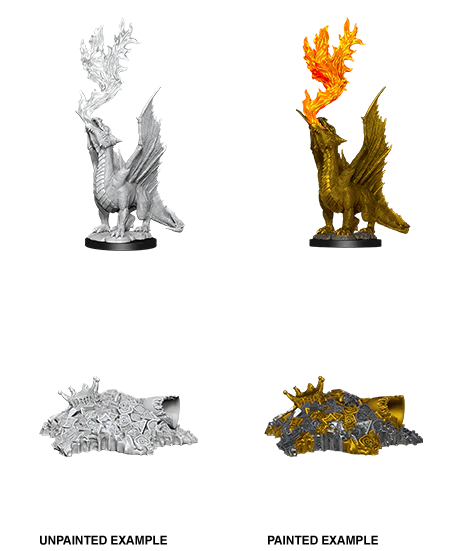 D&D Nolzur’s Marvelous Miniatures: W04 - Gold Dragon Wyrmling & Small Treasure Pile