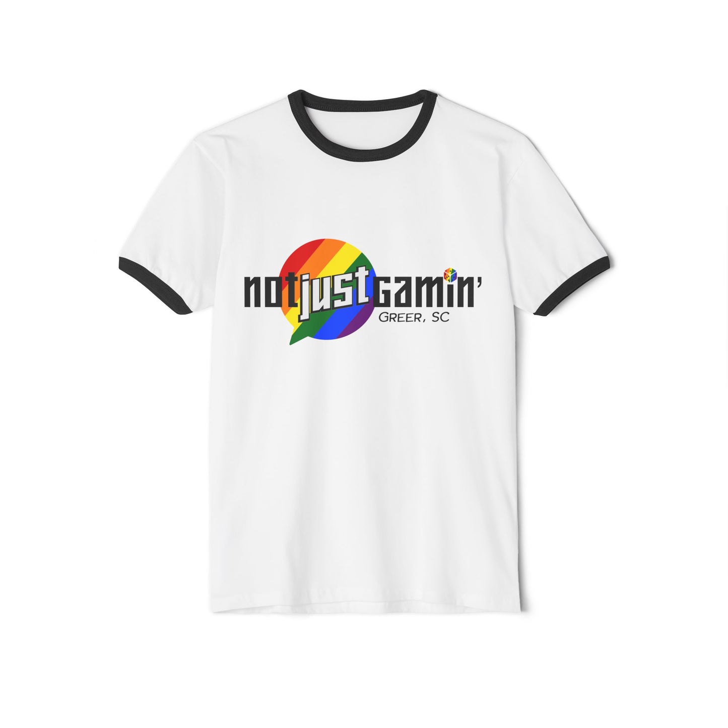 Not Just Gamin' Pride Unisex Cotton Ringer T-Shirt